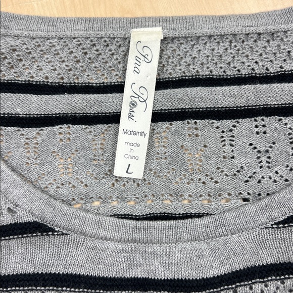 Pina Rossi Maternity Gray and Black Lightweight Feminine Pullover Sweater L - Picture 3 of 7